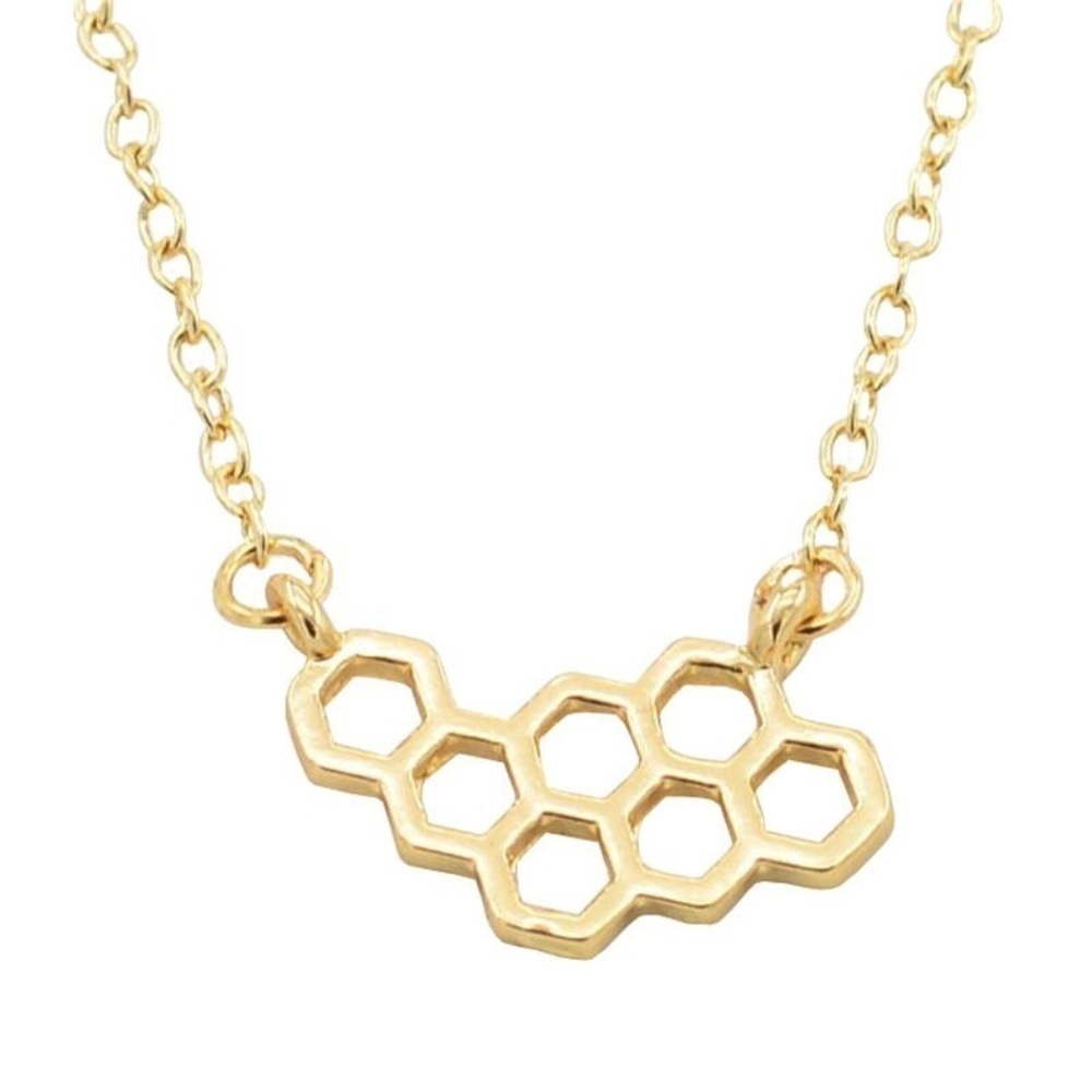 *CATALDA* Gold Simple Honeycomb Fashion Necklace